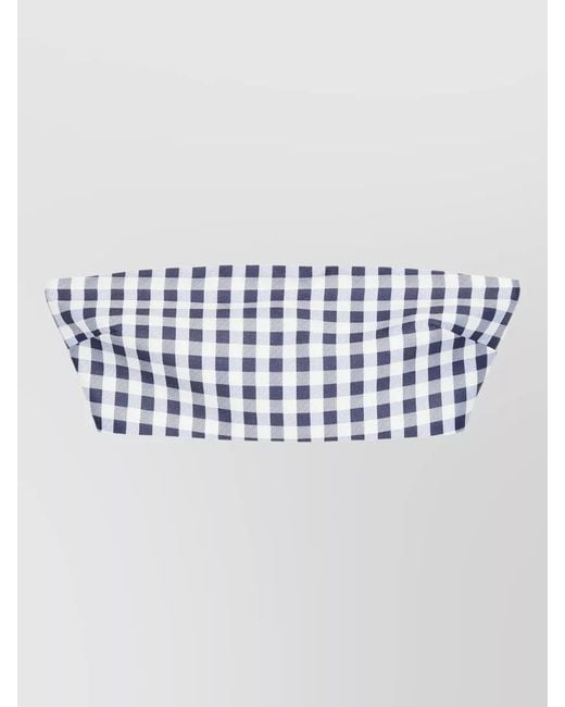 Self-Portrait Blue Gingham Bandeau Bikini Top