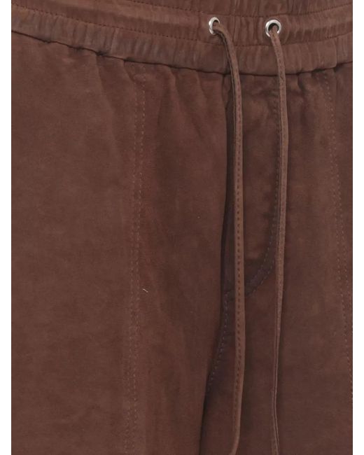 P.A.R.O.S.H. Brown Suede Leather Shorts Four Pocket Design