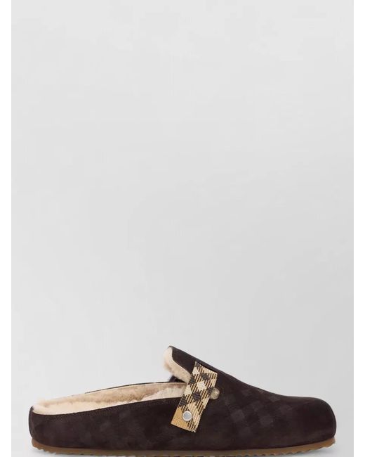 Burberry Metallic Hair Detail Buckle Suede Open Slippers for men