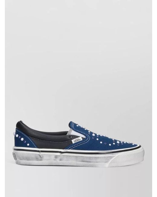Vans Blue Low Top Sneakers Contrast Stitching Round Toe for men