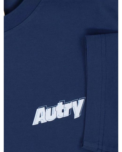 Autry Blue Ribbed Regular-Fit Cotton Short-Sleeve T-Shirt for men
