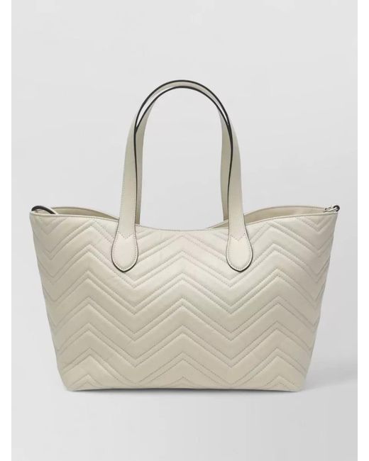 Gucci Natural Gg Marmont Leather Tote Bag