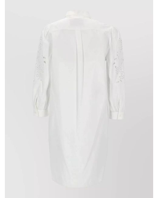 Valentino White Dress Long Sleeves Cuffed Cuffs Scalloped Hem