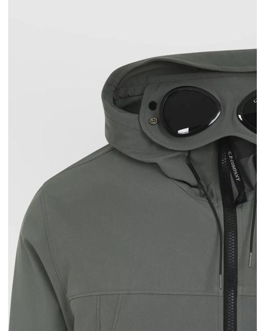 C P Company Gray Hooded Goggle Jacket Adjustable Drawstrings for men