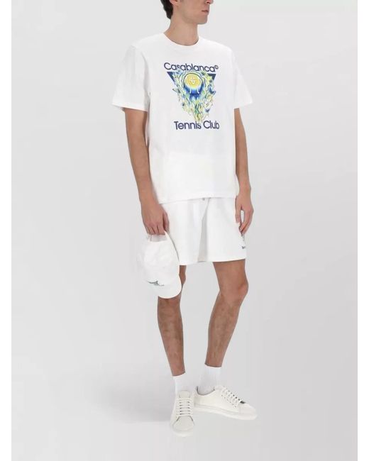 Casablanca White Short Sleeve Crew Neck Graphic T Shirt for men
