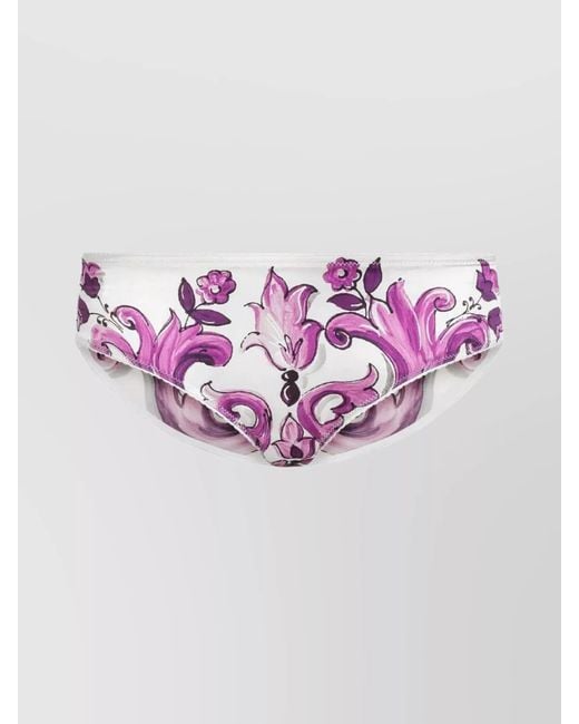 Dolce & Gabbana Pink Waist Elastic Floral Pattern Mid-Rise Slip