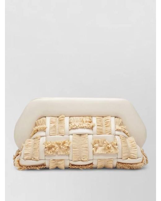 THEMOIRÈ Natural Rectangular Soft Clutch Woven Fringe Detail