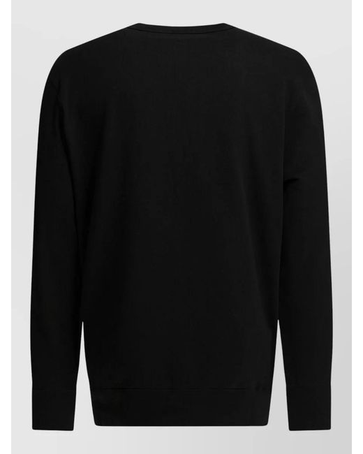 McQueen Black Relaxed Sweatshirt Embroidered Front Ribbed Hem Cuffs for men