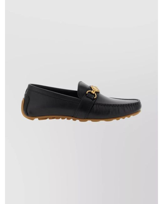 Moschino Black Leather Penny Loafers for men