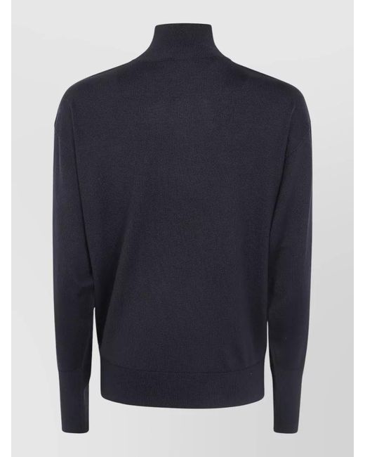 Courreges Blue Merino Wool Turtleneck Sweater Cutout Detail