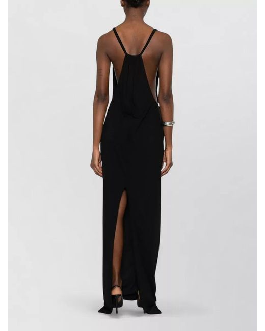 Rick Owens Black Jersey Maxi Dress Low Back Cutout Slit