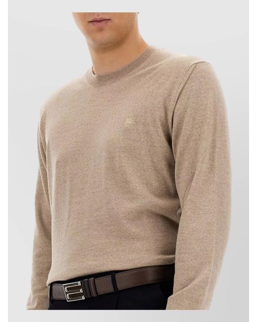 Etro Natural Logo-Print Wool Jumper for men