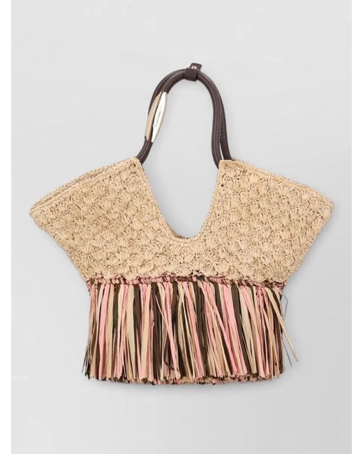 Zimmermann Natural Goldentime Beach Bag Woven Fringe Handles