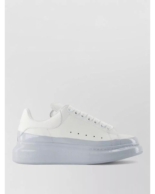 McQueen White Oversized Leather Sneakers Low Top Design