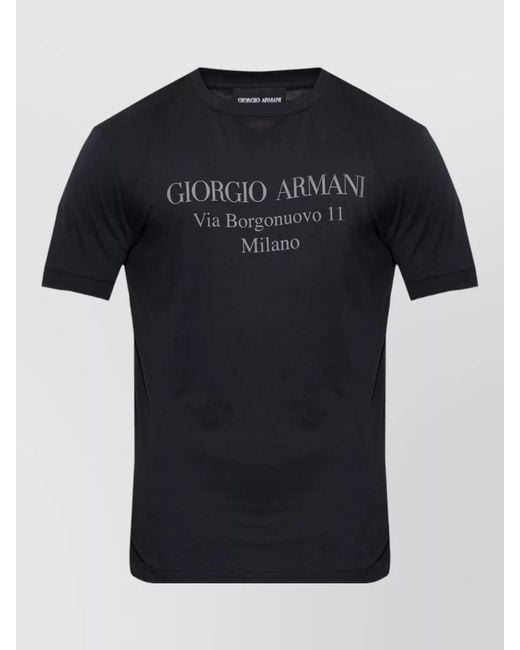 Giorgio Armani Black Logo Crew Neck Regular Fit T Shirt for men