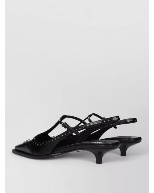 Miu Miu Black Leather Mid Heel Pumps