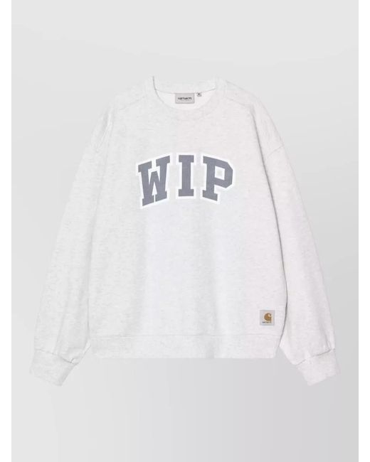 Carhartt White Cotton Logo Crew Neck Sweatshirt for men