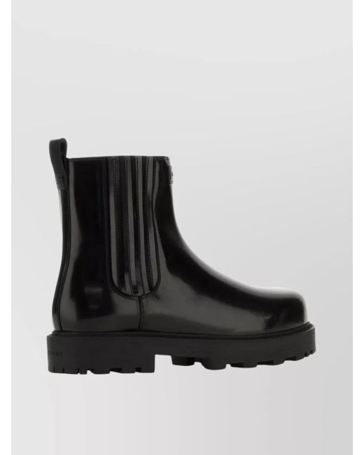 Givenchy Black Streamlined Leather Ankle Boots for men