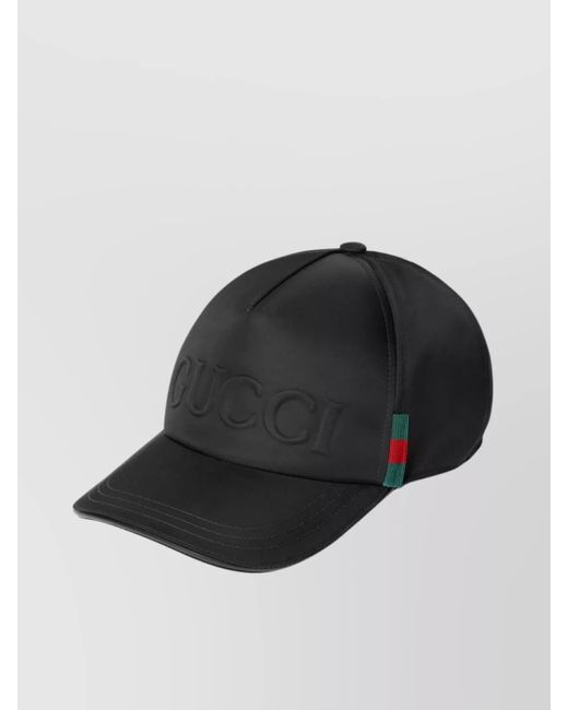 Gucci Black Nylon Baseball Hat With Logo for men