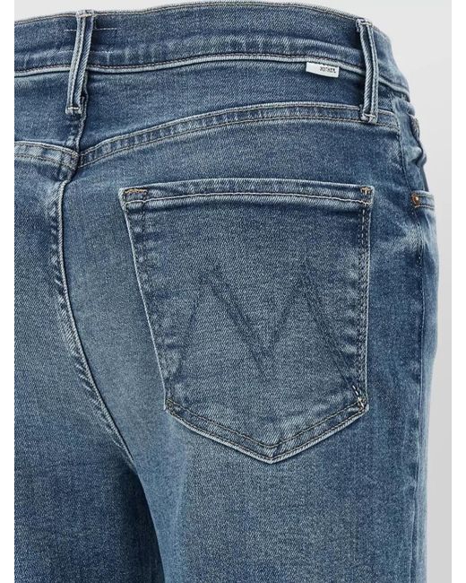 Mother Blue Denim High-Rise Slightly Flared Straight-Leg Jeans