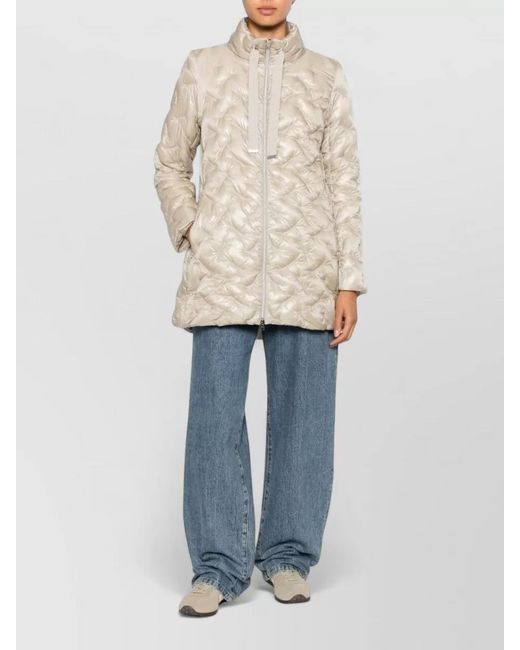 Herno Natural Long Down Coat High Collar Quilted