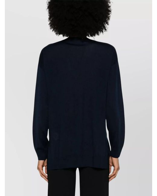 P.A.R.O.S.H. Blue V-Neck Ribbed Knitwear With Side Slits
