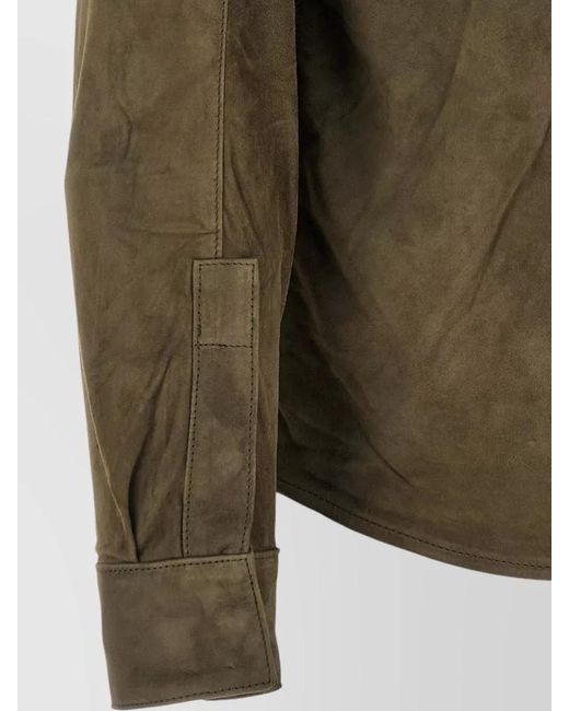 Giorgio Brato Green Suede Shirt Jacket Chest Pockets Long Sleeves for men