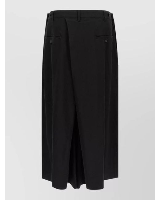 Yohji Yamamoto Black Wool Wide-Leg Tailored Shorts for men