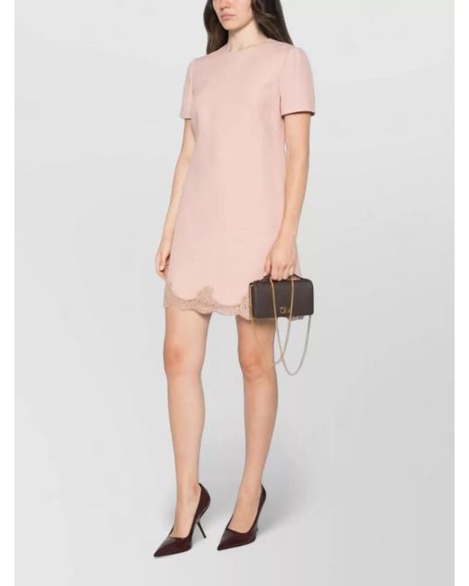 Valentino Natural Wool Silk Blend Fitted Mini Dress Pockets