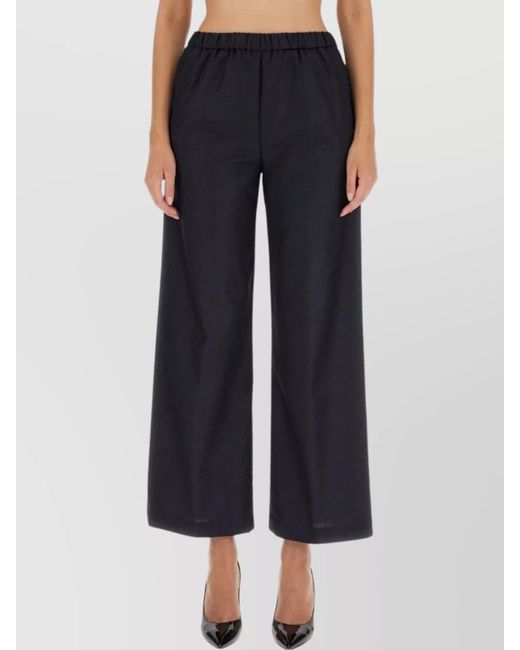 Aspesi Black Wool Trousers Elastic Waistband