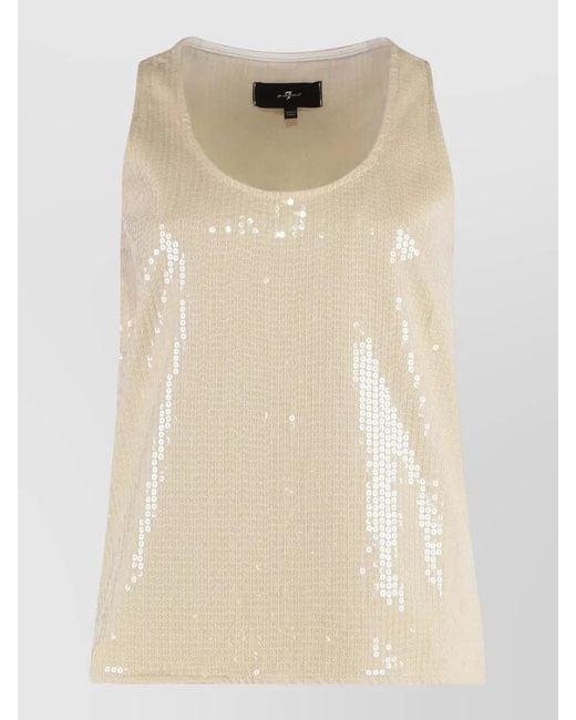 7 For All Mankind Natural Sequin Tank Top Cotton Relaxed Fit