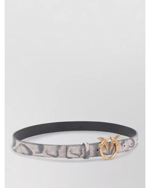 Pinko Gray Belt Goldtone Buckle Nylon Silk Snake