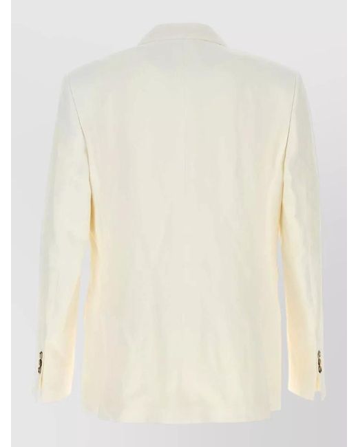 AMI Natural Viscose Blend Tailored Blazer Notch Lapel for men