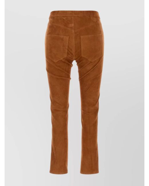 Isabel Marant Brown Leather Slim-Fit Trousers