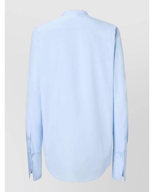 Fendi Blue Shirt Tailored Collar Long Sleeves Pleated Front