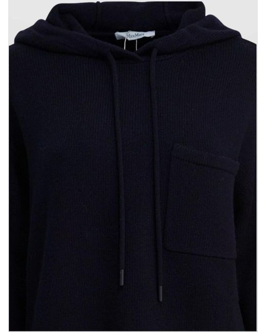 Max Mara Blue Cashmere Hooded Sweater