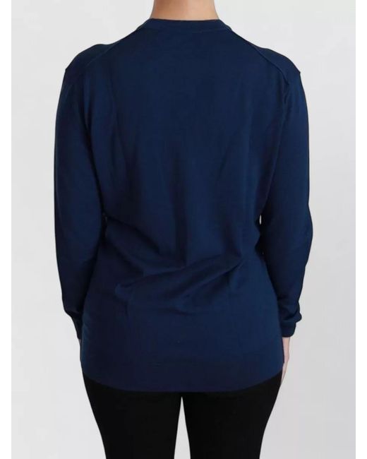 Dolce & Gabbana Blue Virgin Wool V-Neck Cardigan