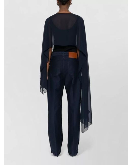 Gianluca Capannolo Blue Long Stole Asymmetric Hem Sheer Draped Neckline