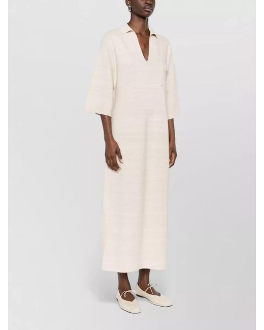 Fabiana Filippi White Striped Maxi Shirt Dress