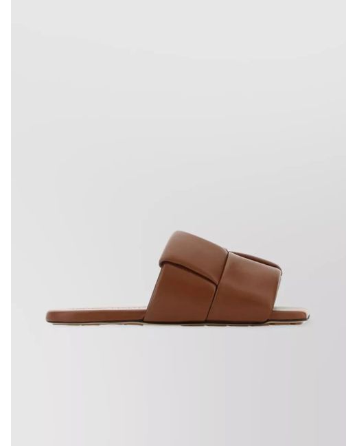 Bottega Veneta Brown Leather Flat Slides
