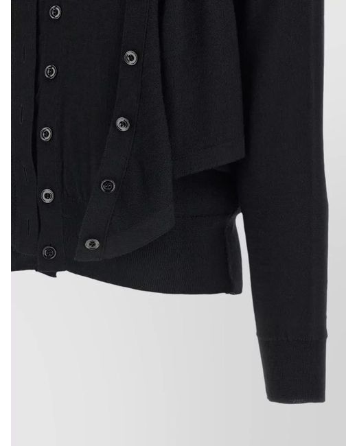 Lemaire Blue Ribbed Draped V-Neck Cardigan