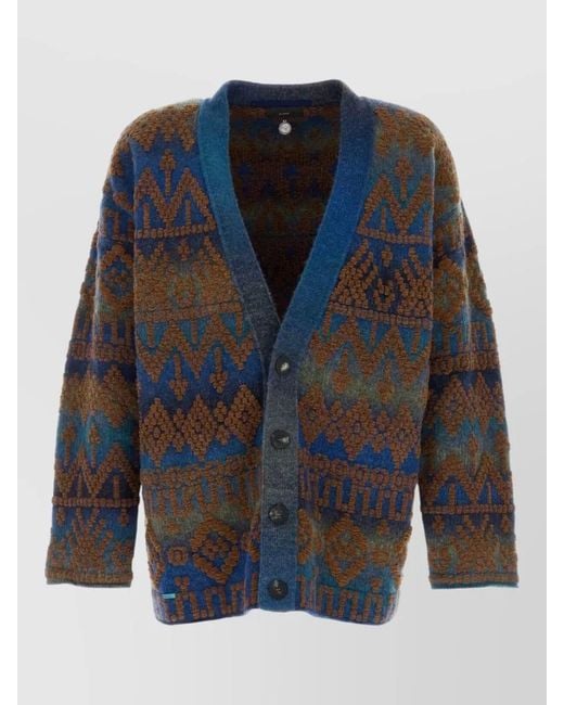 Alanui Blue Embroidered Oversized Cardigan for men
