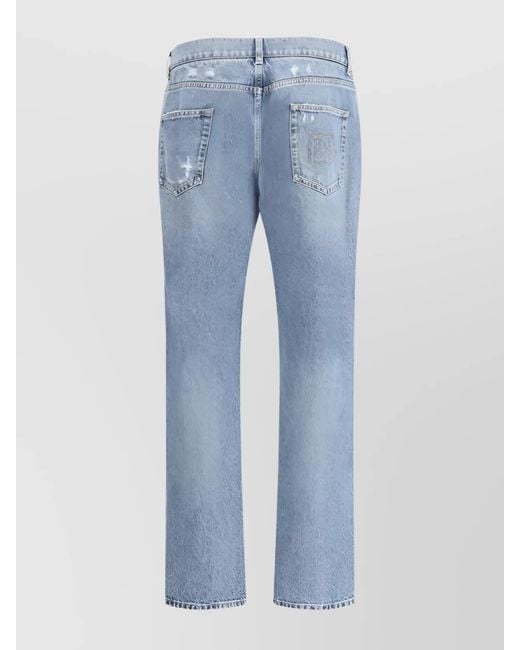 Dolce & Gabbana Blue Destroyed Denim Straight-Leg Jeans for men