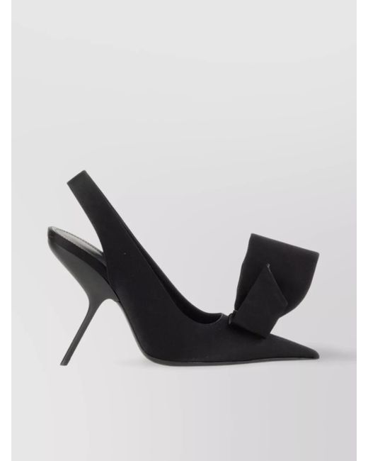 Ferragamo Black Silk Asymmetric Bow Sandals