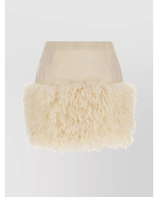 Moncler Natural Teddy Insert High-Waisted Skirt