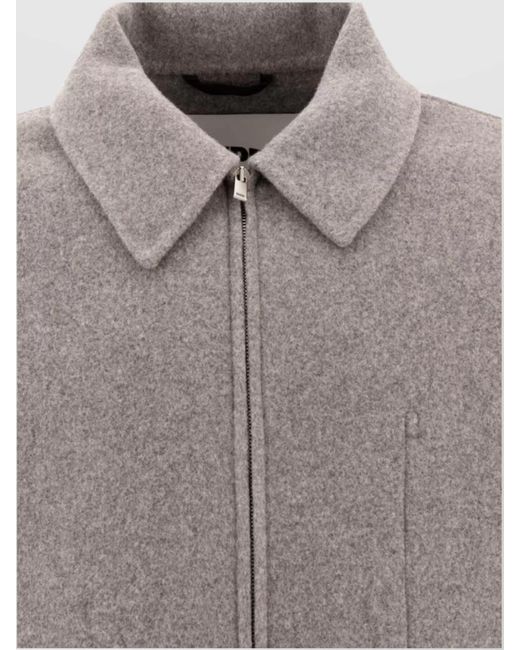Jil Sander Gray Virgin Wool Double-Breasted Blouson Jacket for men