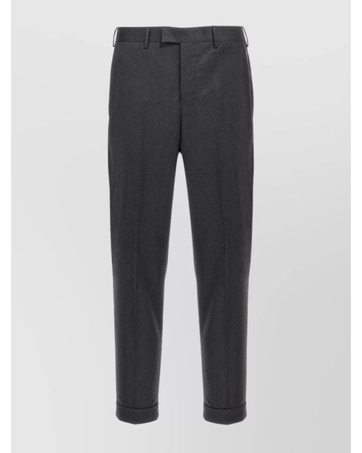 PT Torino Gray Tailored Trousers Sharp Finish for men