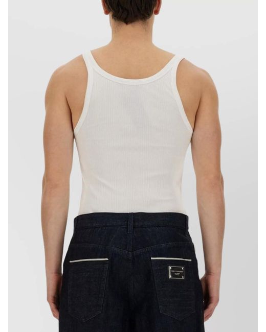 Dolce & Gabbana Blue Ribbed Slim Fit Tank Top for men