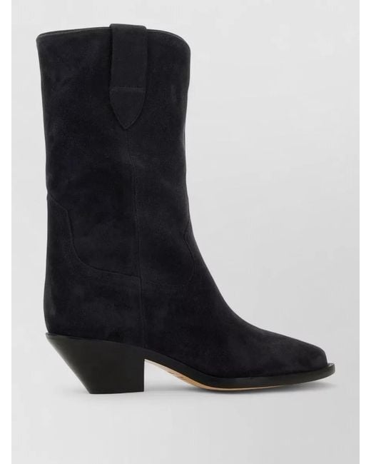 Isabel Marant Black Duerto Cuban Heel Suede Ankle Boots
