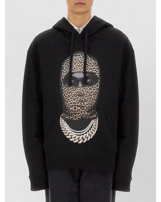 Ih Nom Uh Nit Black Leopard Mask Graphic Hooded Sweatshirt for men
